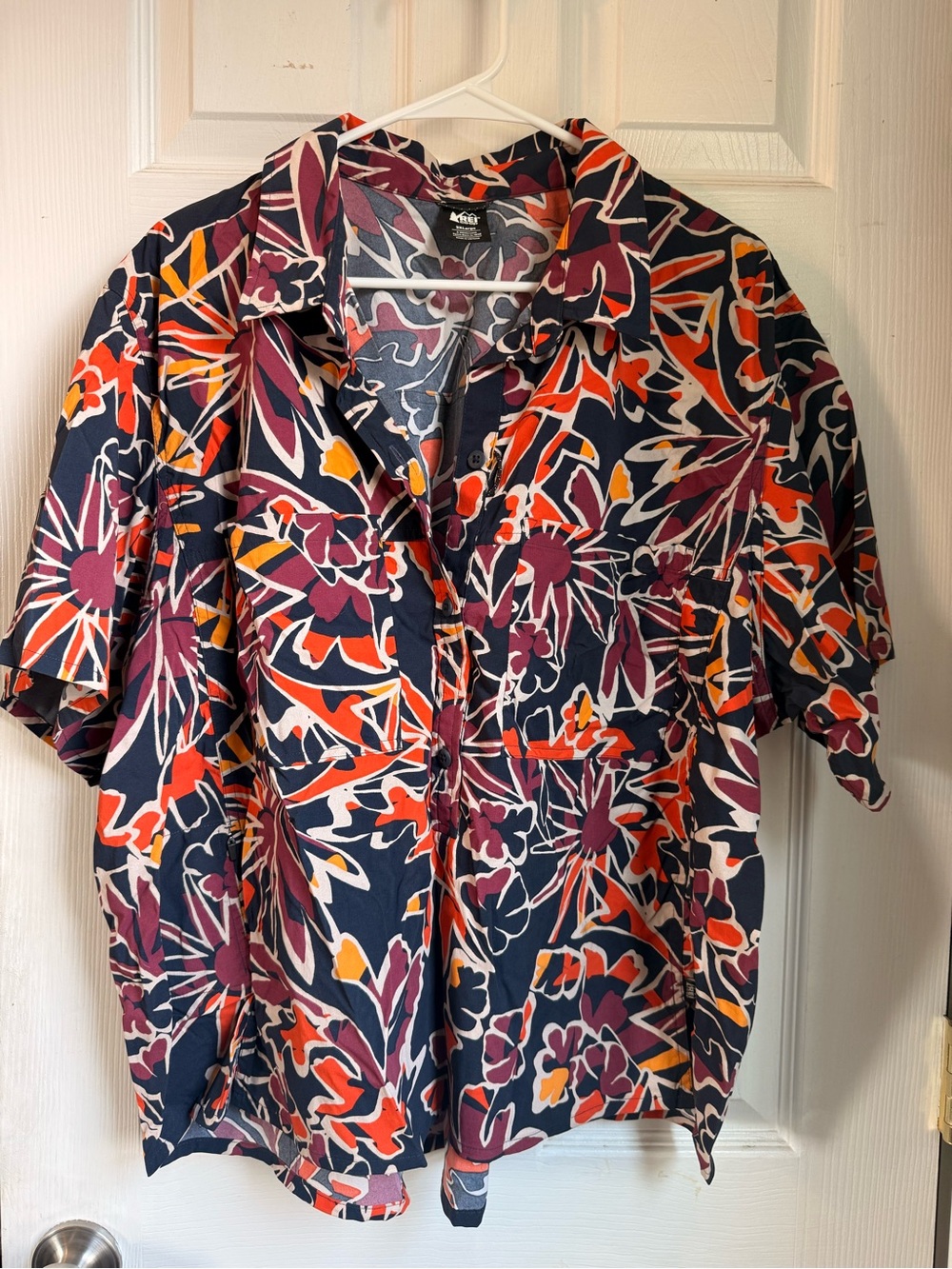 REI Quick Navy Floral  Short-Sleeve Button-Down
